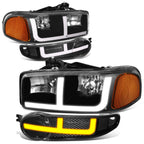 Switchback LED DRL Pair Headlights for GMC Sierra Yukon Denali (2001–2007)