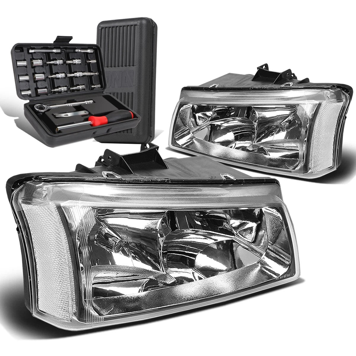 Chrome/Clear Signal Upper Headlight Lamps for Chevy Silverado (2003–2006)