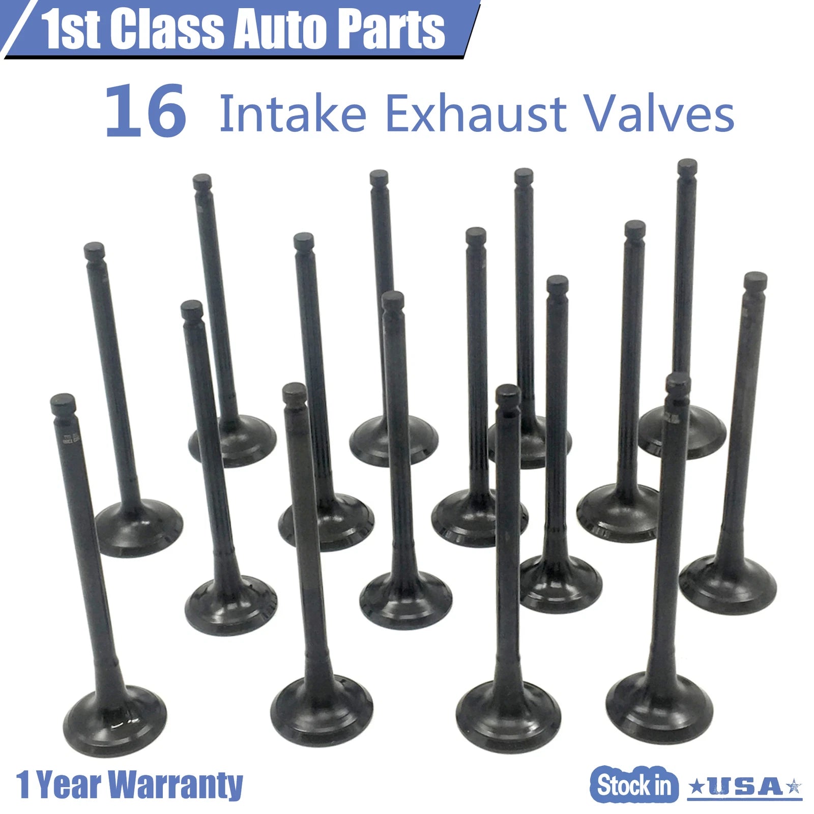 16PCS Exhaust Valve Kit for Mitsubishi Lancer, Kia Optima, Hyundai 1.6-2.0