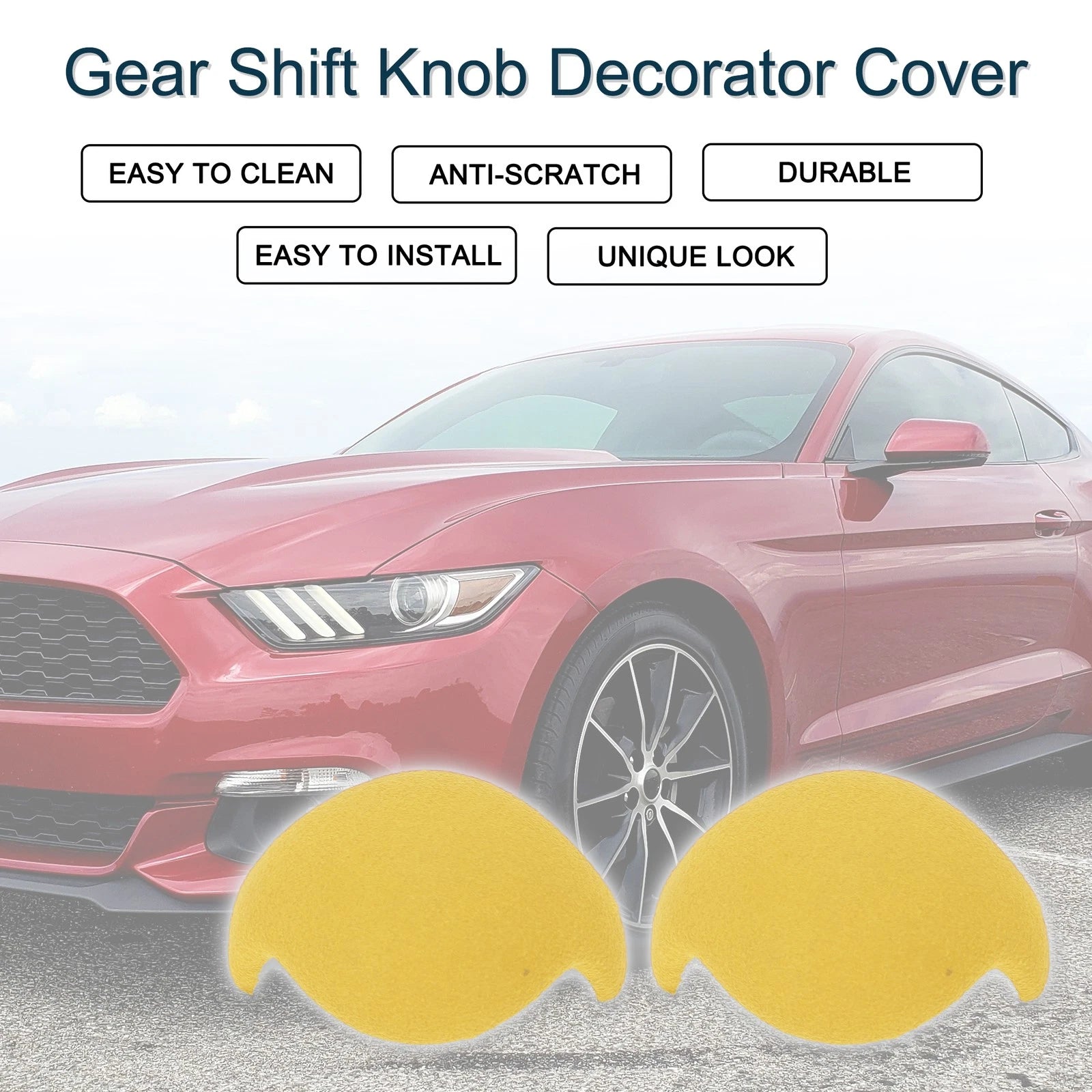 Gear Shift Knob Decorator Cover for Ford Mustang (2015–2021) Yellow