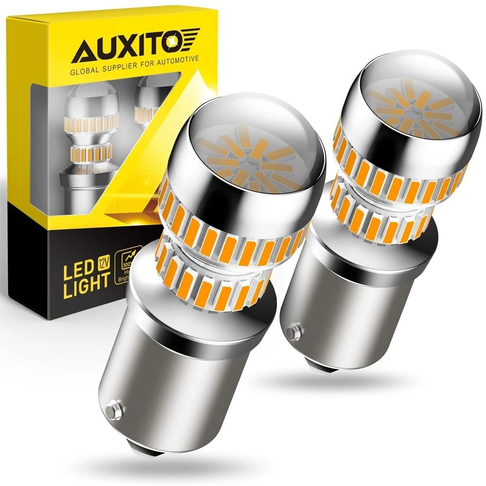 2X 1156 LED Amber Tail Brake Stop Turn Signal Bulbs for AUXITO (54H EXV)