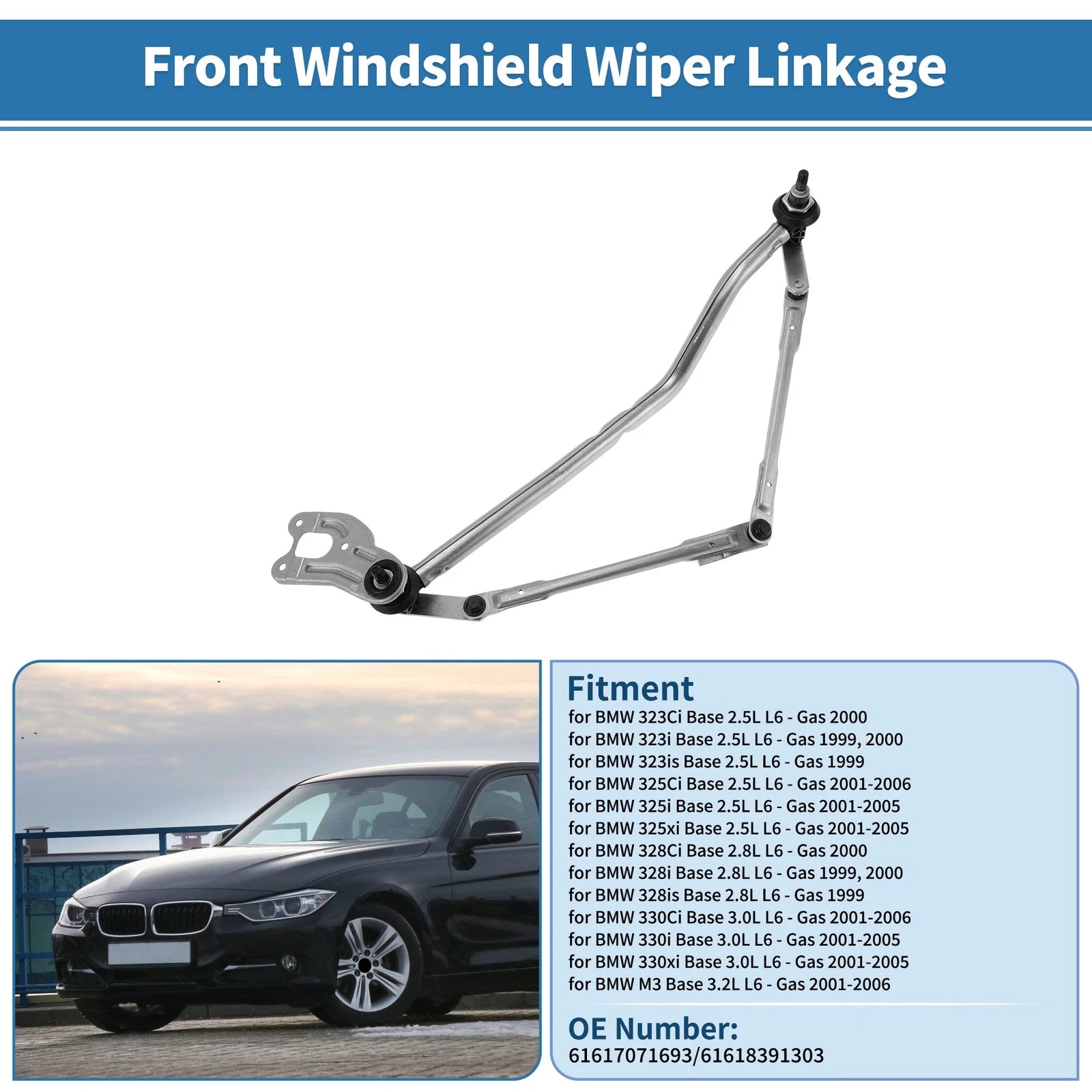 Windshield Wiper Linkage for BMW 323Ci (2000) No. 61617071693