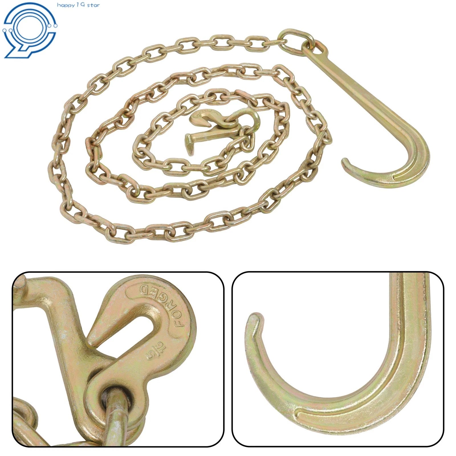 5/16" x 10 FT Grade 70 Tow Chain for Recovery Wrecker Axle (Mini J Hook)