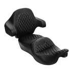 Black 2-Up Driver Passenger Seat Backrest for Harley Touring (2014-2023)