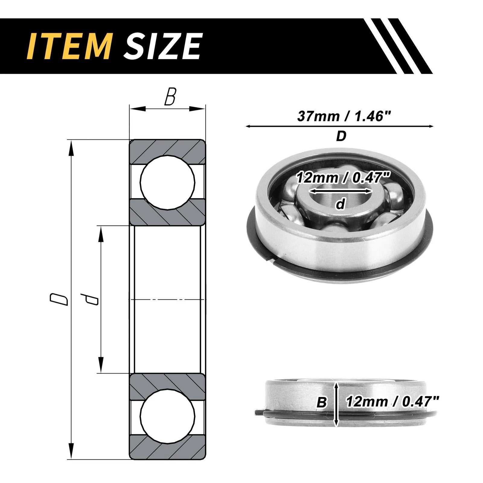 Deep Groove Ball Bearing 6301NR for Scooter Skateboard Wheel (12x37x12mm)