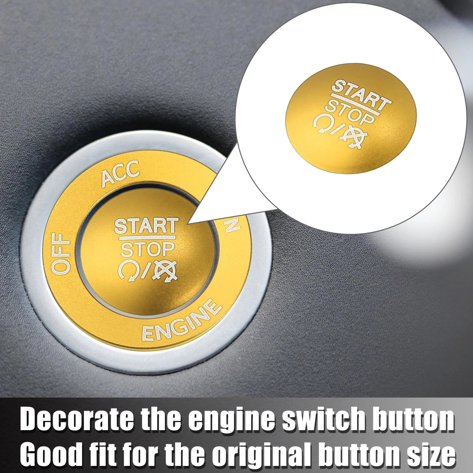 Engine Start Stop Button Cover Trim Kit for Dodge Charger Challenger (2015–2023) Gold Tone