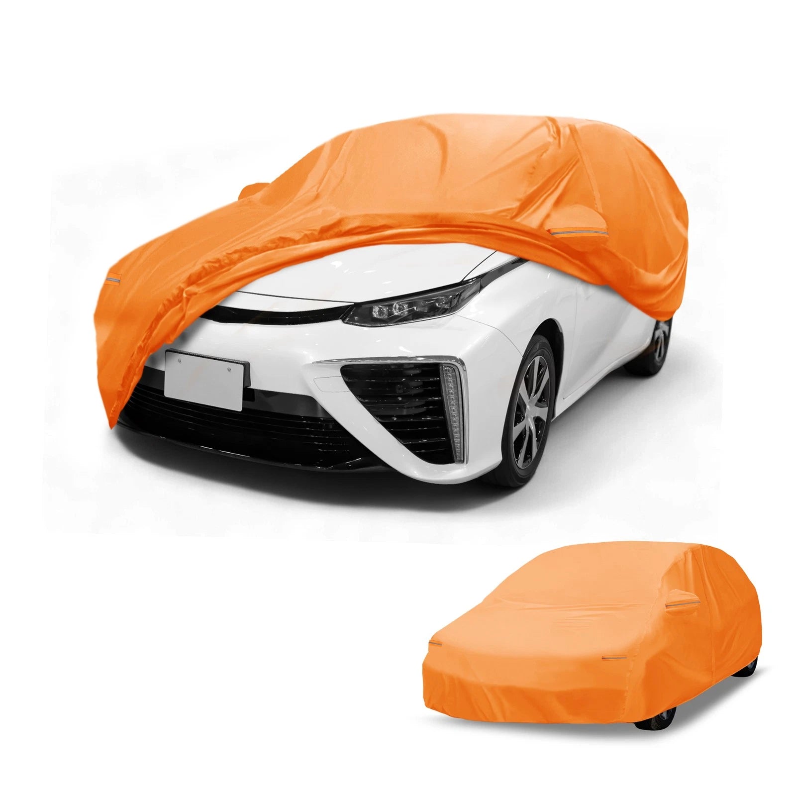 Waterproof Car Cover for Toyota Prius (2010–2023) - Orange Cotton, Zipper
