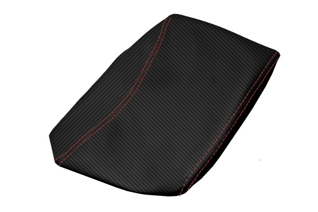 Console Armrest Carbon Cover for Nissan Titan (2004–2014) Red Stitch