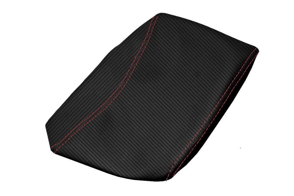 Console Armrest Carbon Cover for Nissan Titan (2004–2014) Red Stitch