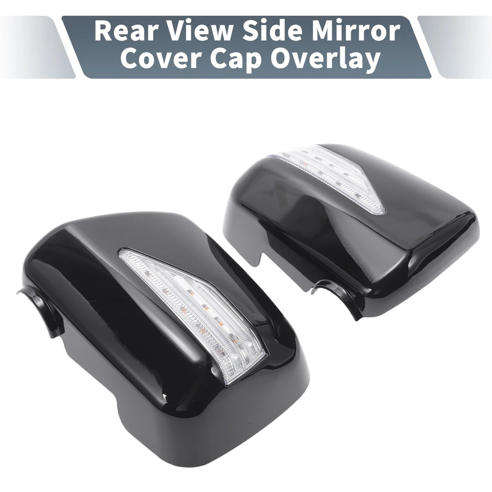 Pair Rearview Mirror Cover Overlay with LED Gloss Black for Lexus RX300 (1999–2003)