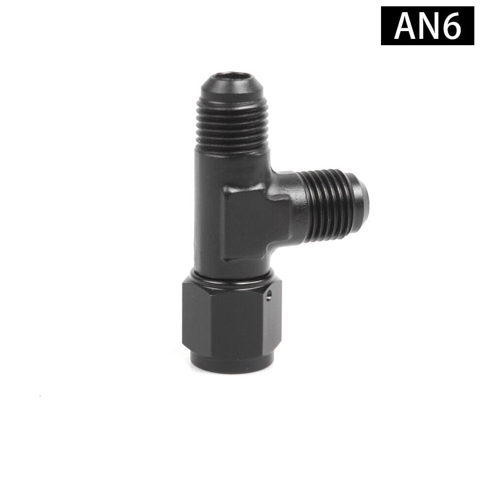 3-Way Tee Fitting Adapter AN4 AN6 AN8 AN10 AN12 Female to Male Black
