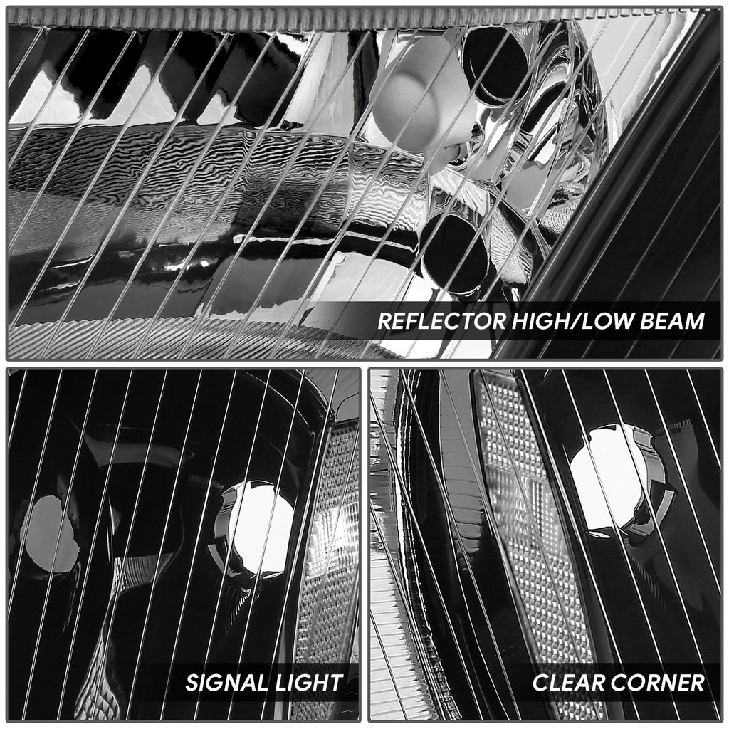 Headlight Assembly for Freightliner M2 106 112 (2003–2018) Black Housing Clear Lens