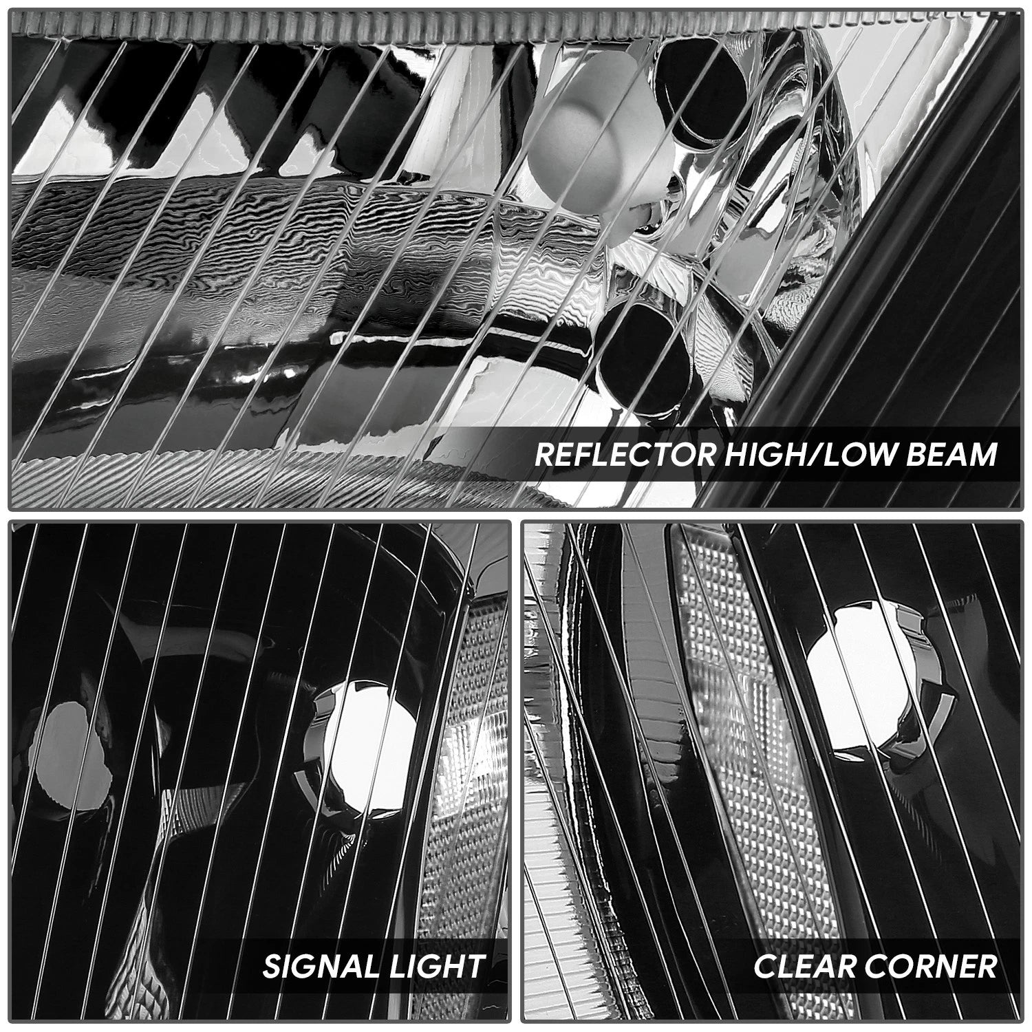 Headlight Assembly for Freightliner M2 106 112 (2003–2018) Black Housing Clear Lens