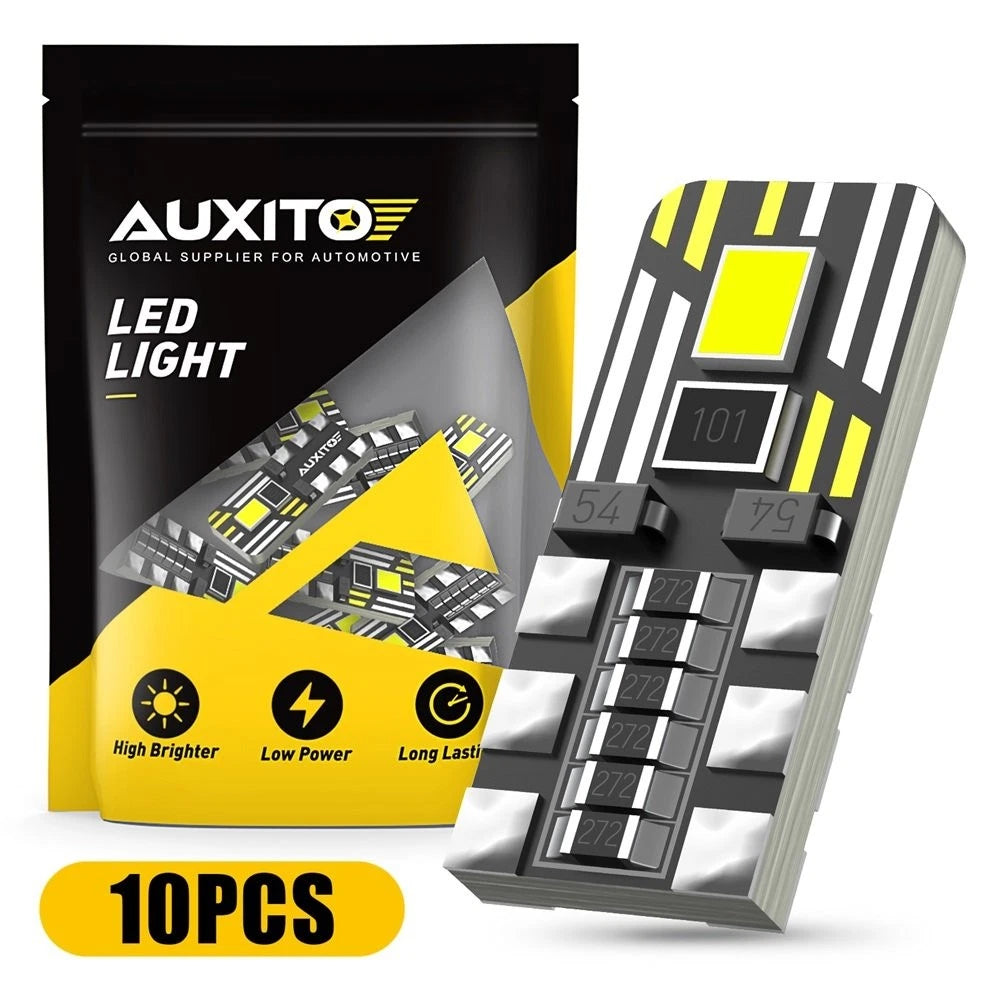 10X T10 194 White LED Side Marker/License Plate/Parking Light Bulbs for