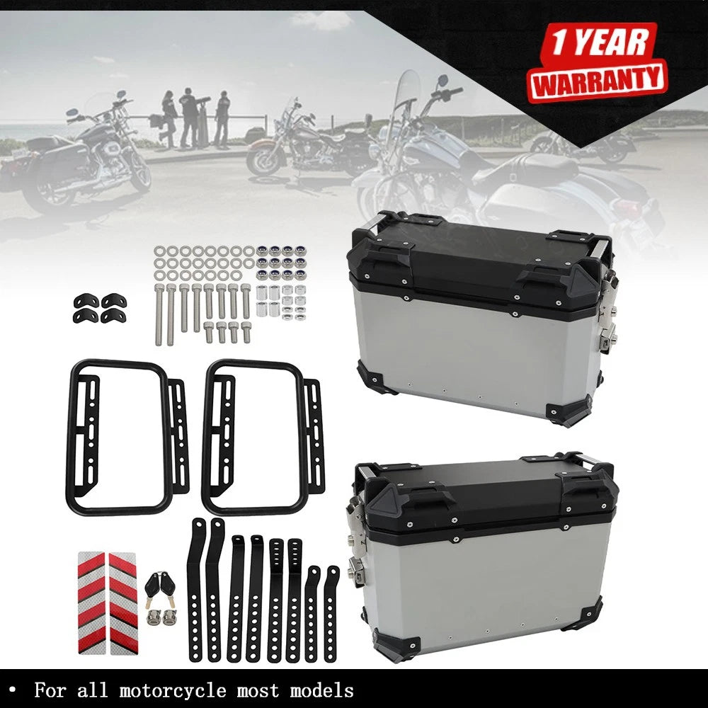 36L Silver Hard Saddlebag Box for Motorcycle (Fits Various Models)
