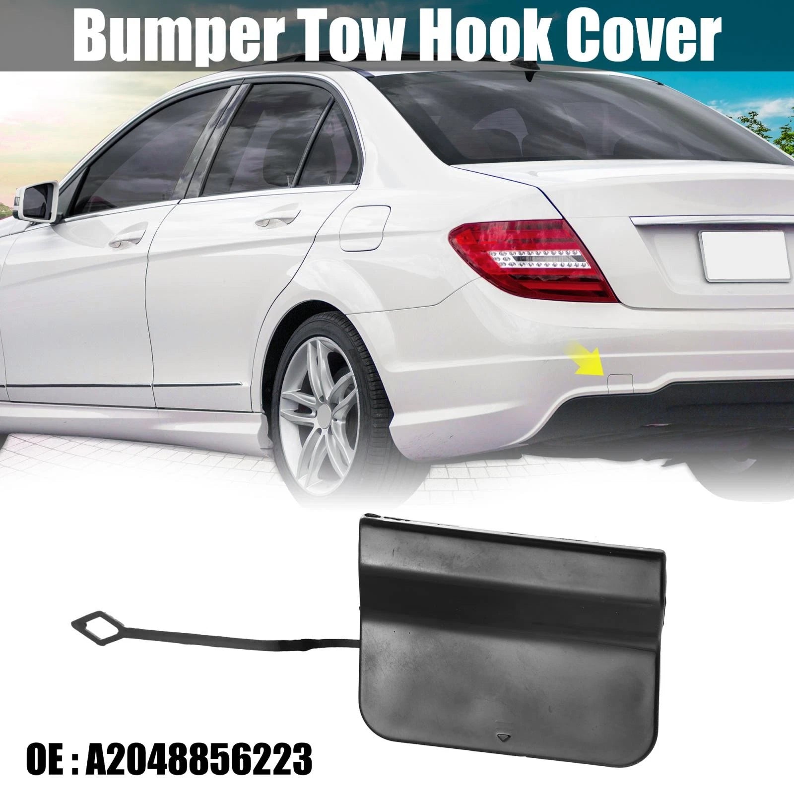 Tow Hook Cover A2048856223 for Mercedes Benz (2007–2014) Black