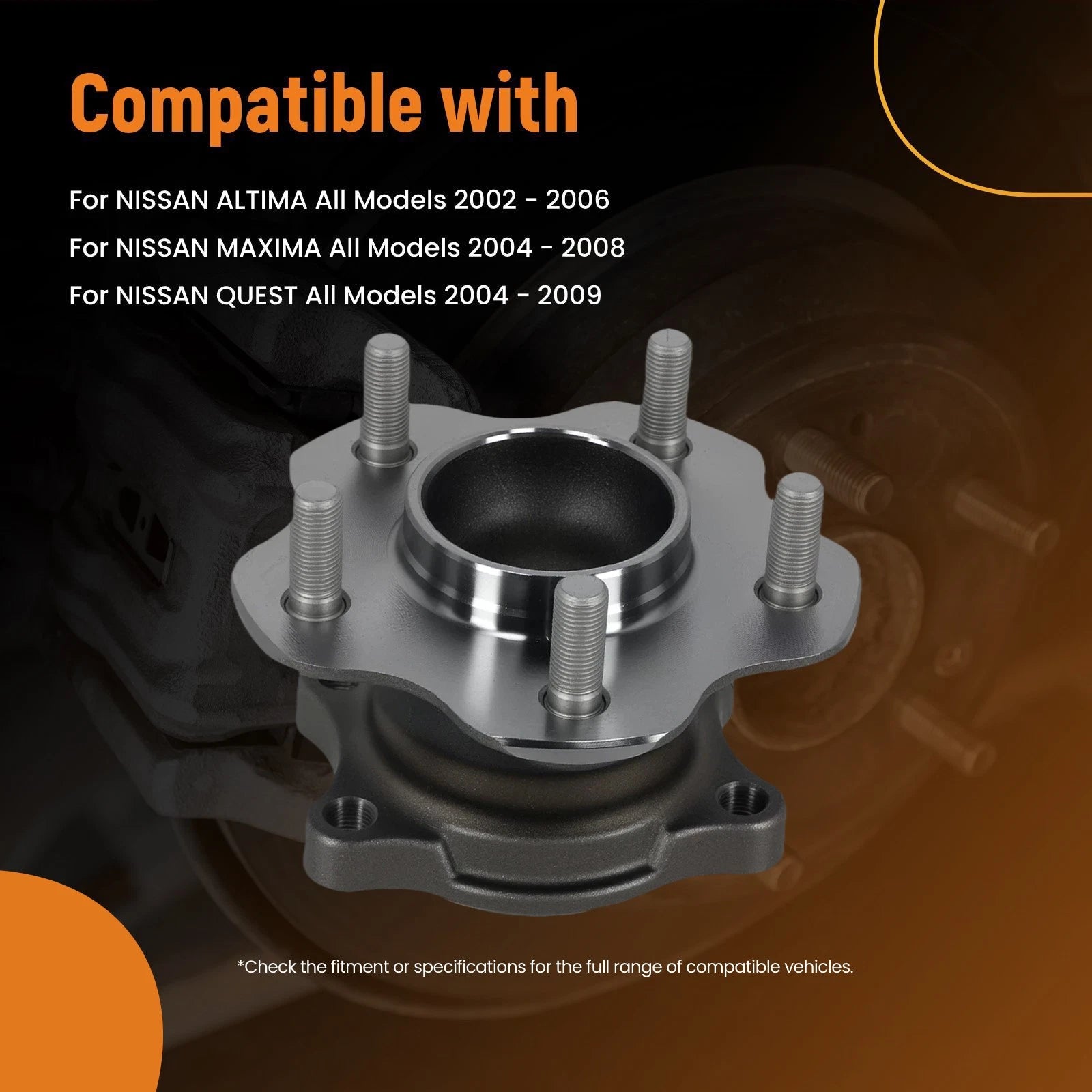 5 Bolts Rear Wheel Bearing Hub for Nissan Altima Quest (2002–2009) 432027Y000