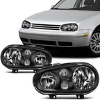 2X Headlight Assembly for Volkswagen Golf Cabrio (1999–2006) Black