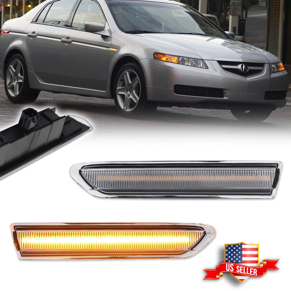 2X Clear Amber LED Side Marker Lights for Acura TL (2004–2008)