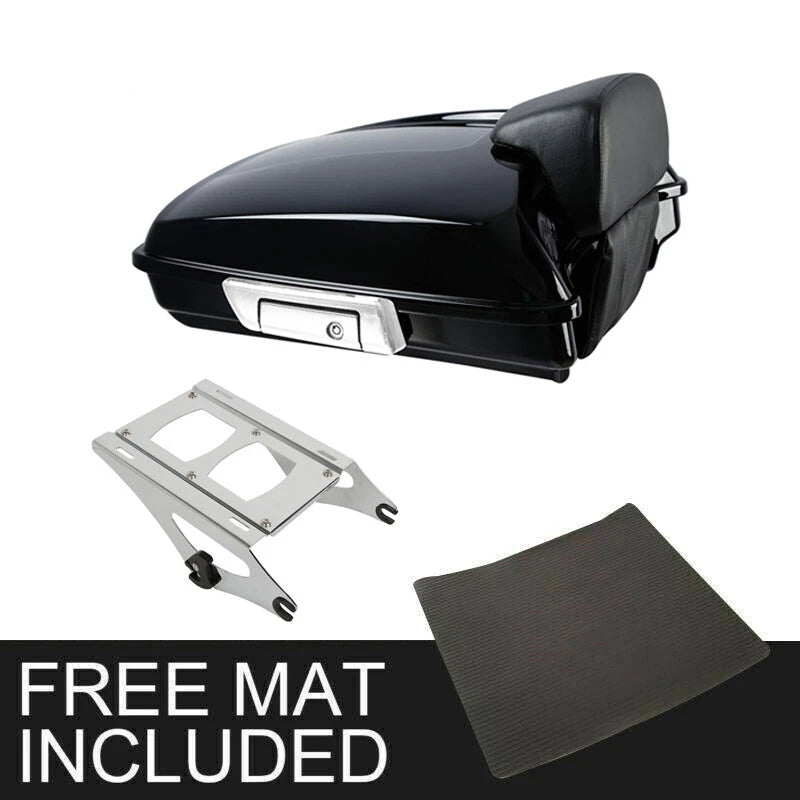 Black Razor Trunk Backrest Pad Mount Rack for Harley Touring Road King (2014–2026)