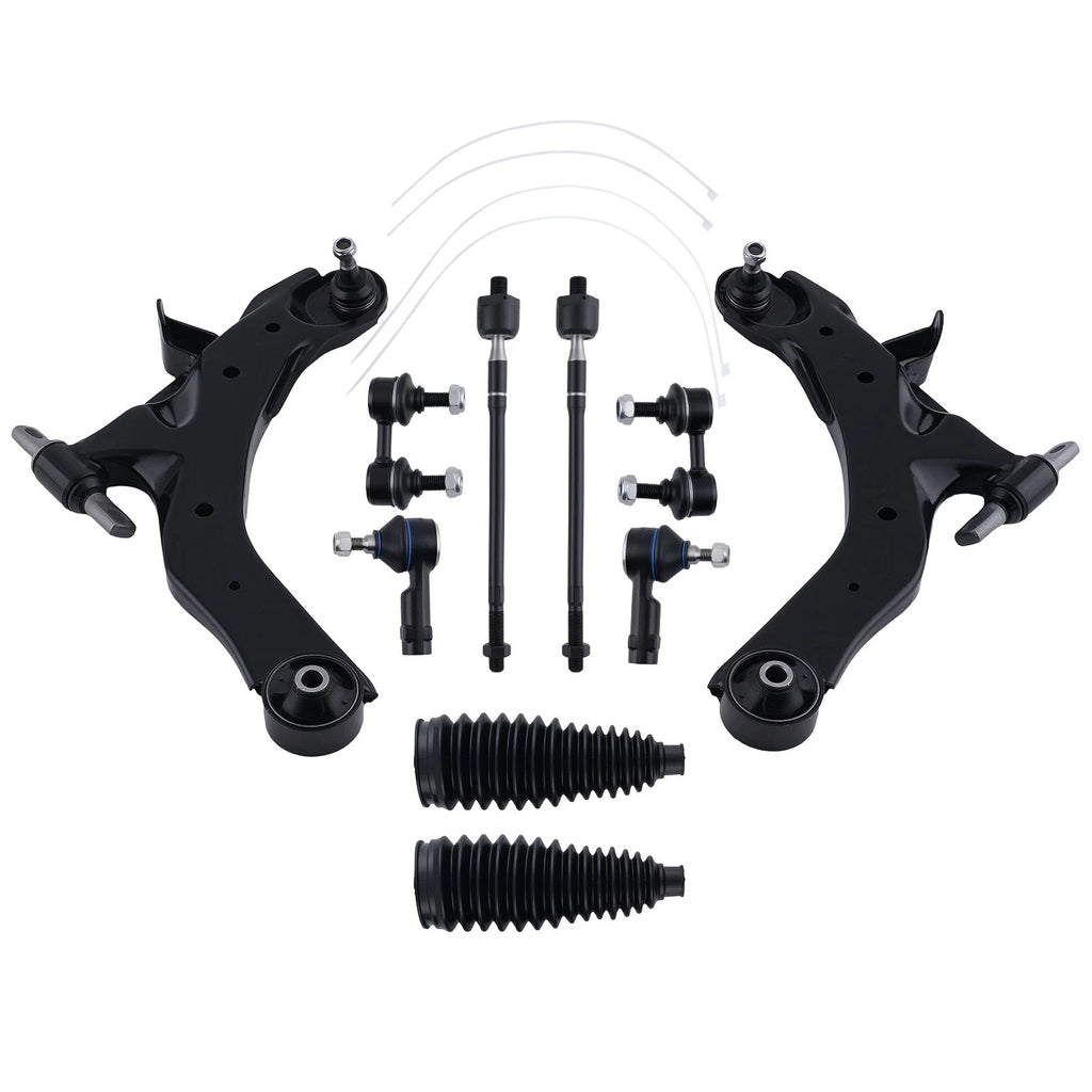 10PC Front Lower Control Arm Tie Rod Steering Kit for Hyundai Elantra (2001–2006)