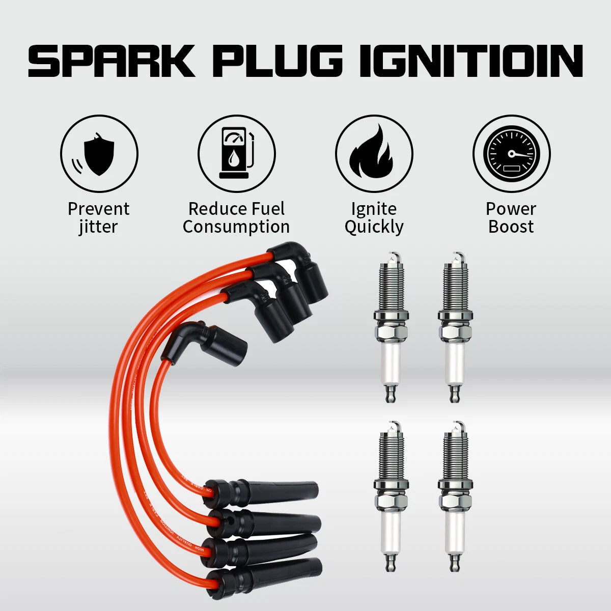 4X Spark Plug Wire + Plug for Chevrolet Aveo/Aveo5/Pontiac/Daewoo (2004–2008)