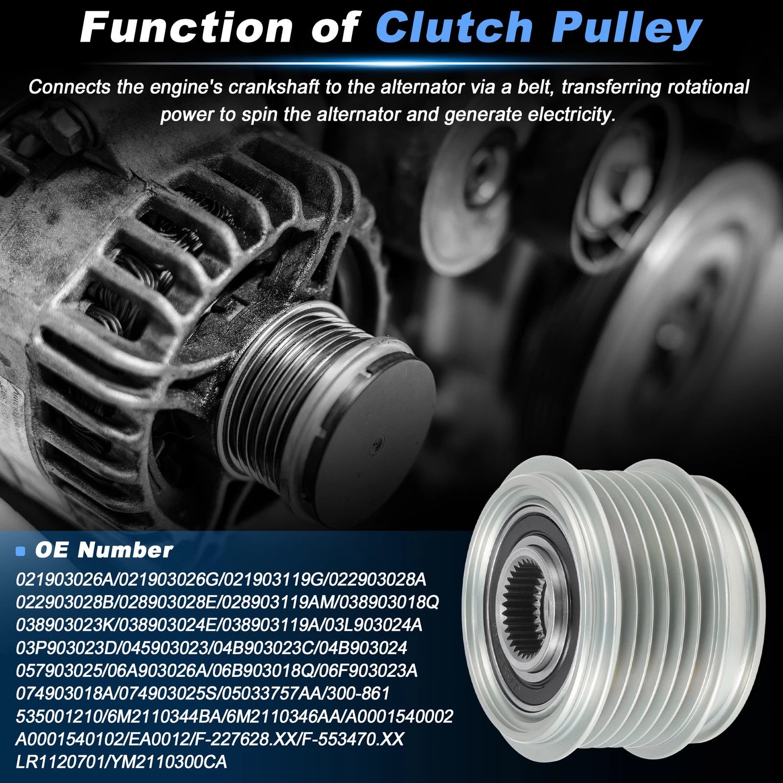 Alternator Freewheel Clutch Pulley for Audi A3 TT, Volkswagen Golf Eos Beetle