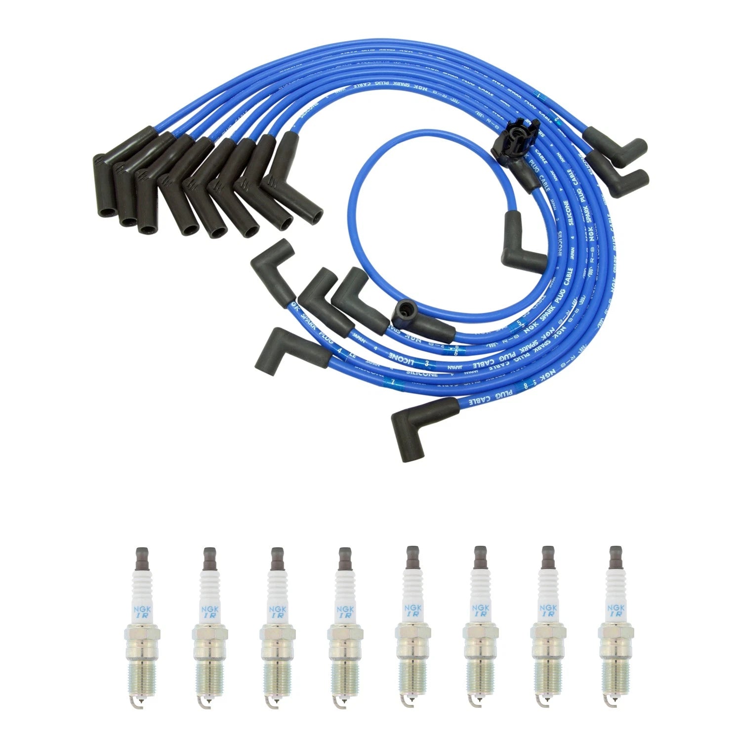 Set of 8 NGK Laser Iridium Spark Plugs & Wire Set for Ford Mustang 5.0 V8 (1993)