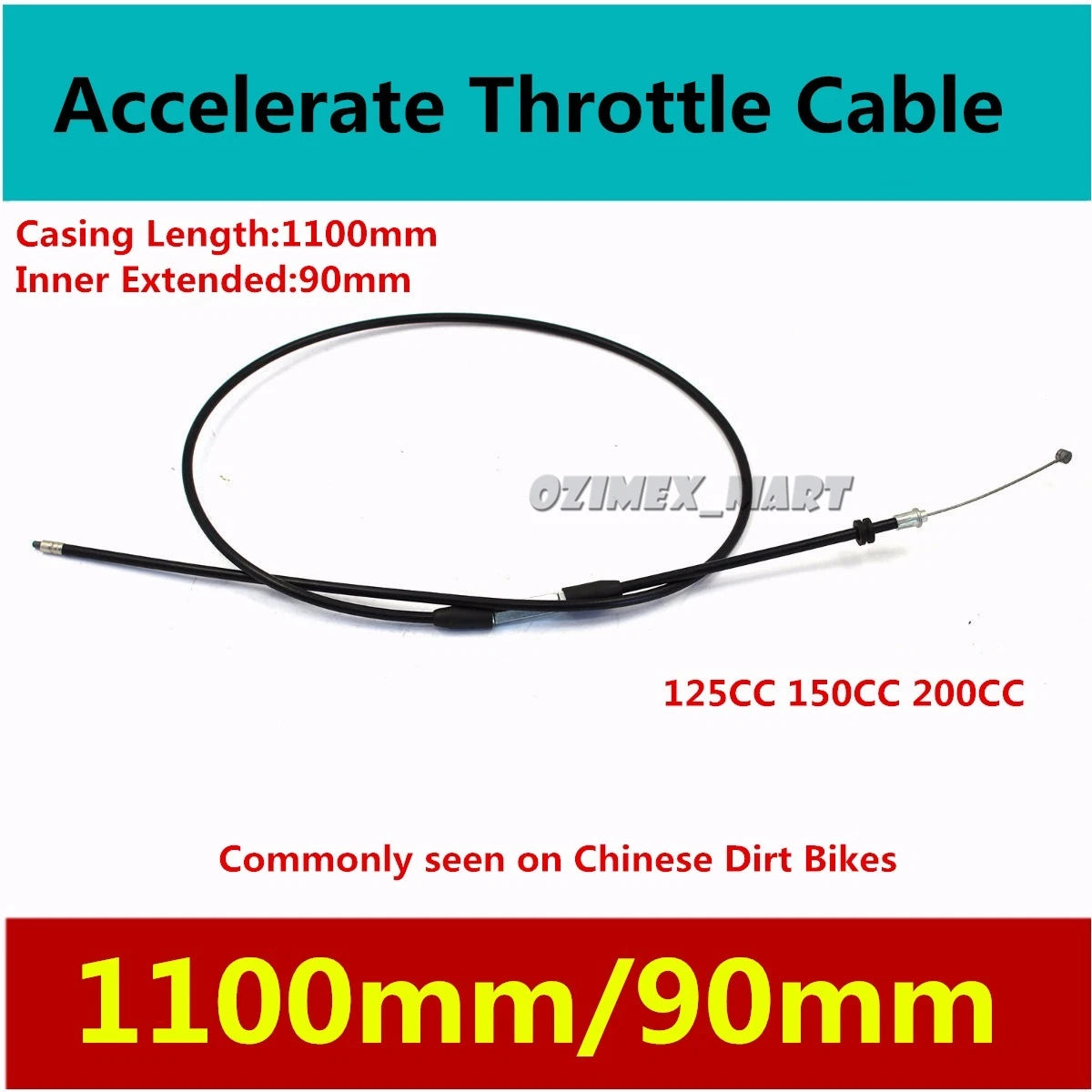 Throttle Cable for Motorbike Dirt Bike ATV (Choose Your Size)