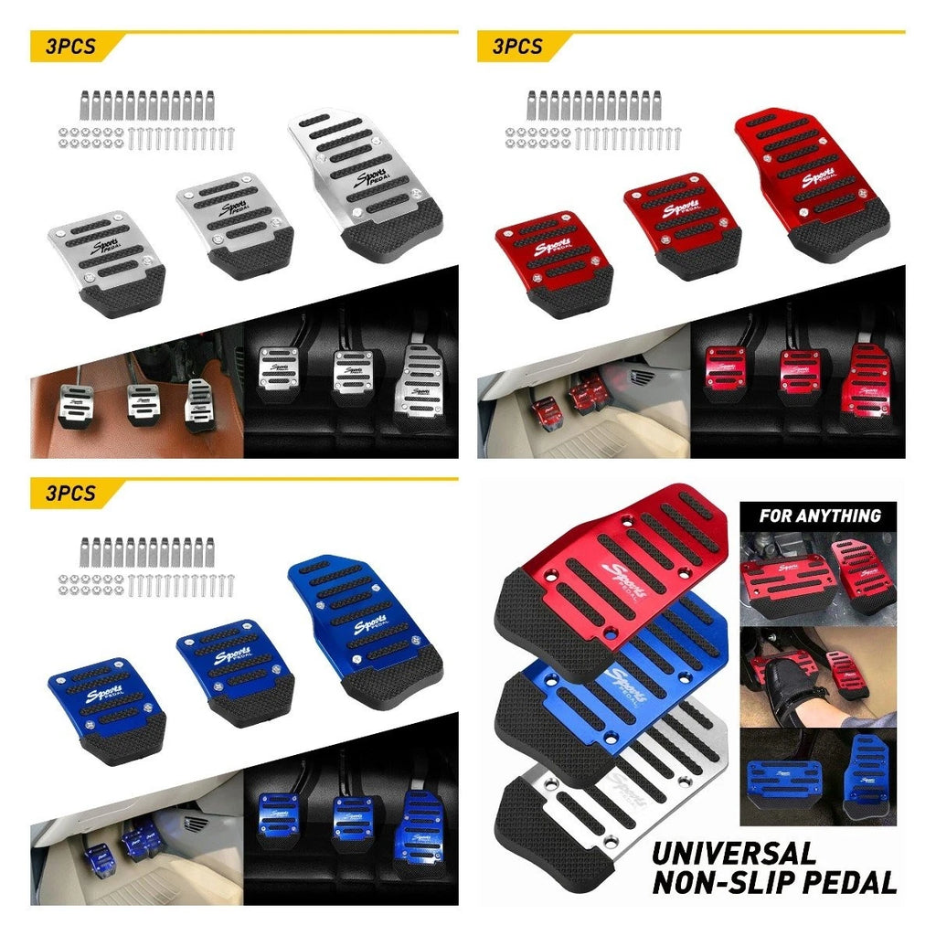 Non-Slip Gas Pedal Pad Cover for Universal Fit (Blue/Red/Silver)
