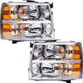 Set of 2 Chrome Housing Headlights for Chevy Silverado 1500 2500HD (2007–2013)