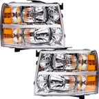 Set of 2 Chrome Housing Headlights for Chevy Silverado 1500 2500HD (2007–2013)