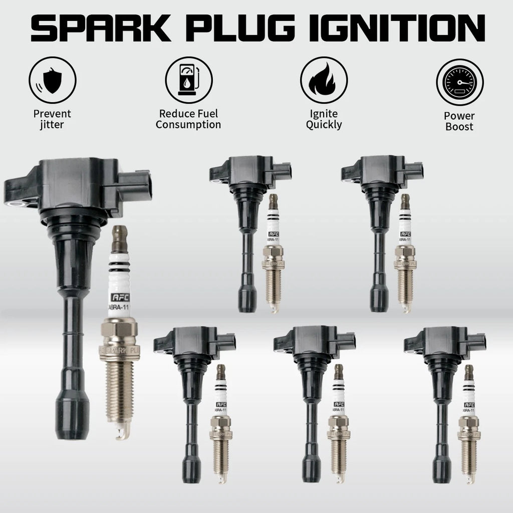 Set of 6 Ignition Coils & Spark Plugs for Nissan Murano V6 3.5L (2009–2019) UF550