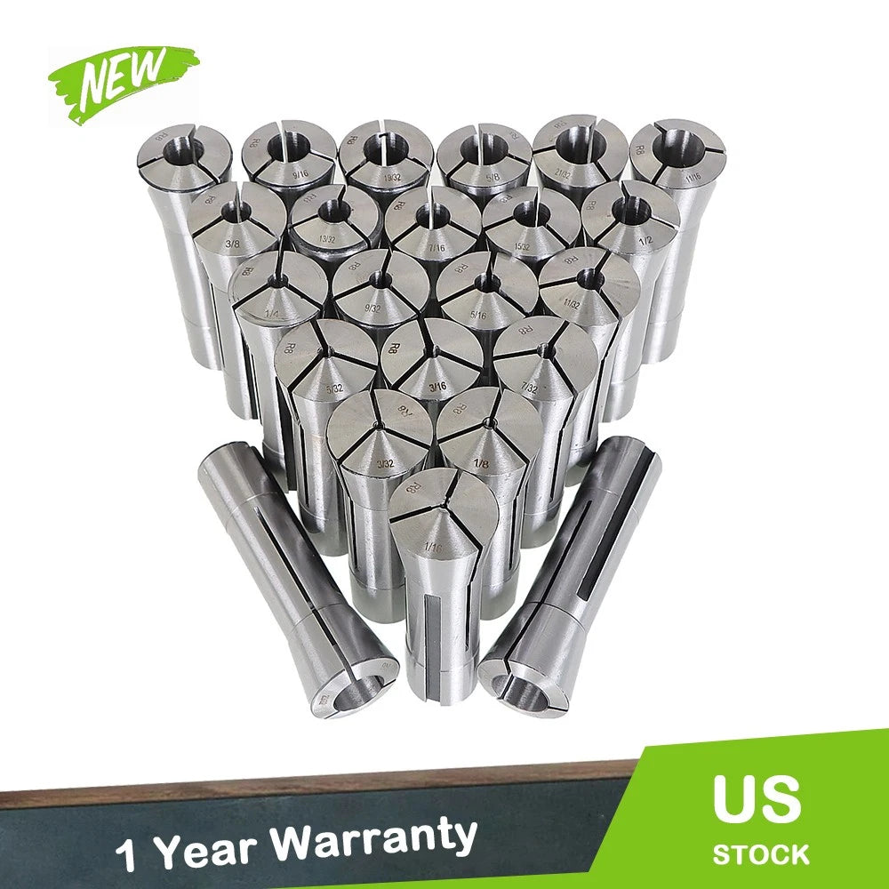 23-Piece R8 Collet Set for Bridgeport (Fractional 1/16" to 3/4")