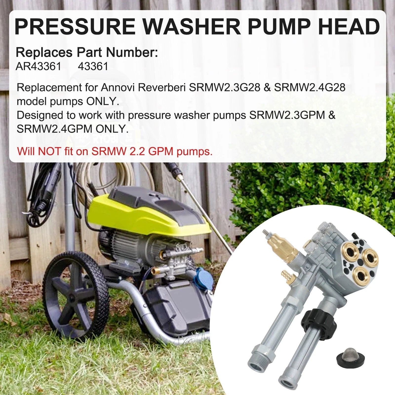 Complete Pump Head for SRMW2.3G28 & SRMW2.4G28 (2800 PSI)