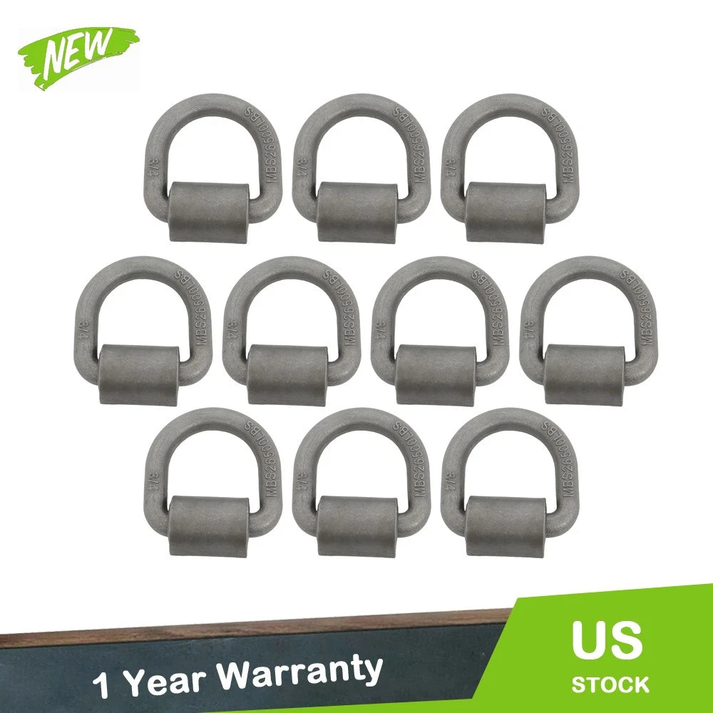 Set of 10 Heavy Duty 3/4" Weld-On Forged D Rings for Flatbed Truck Trailer