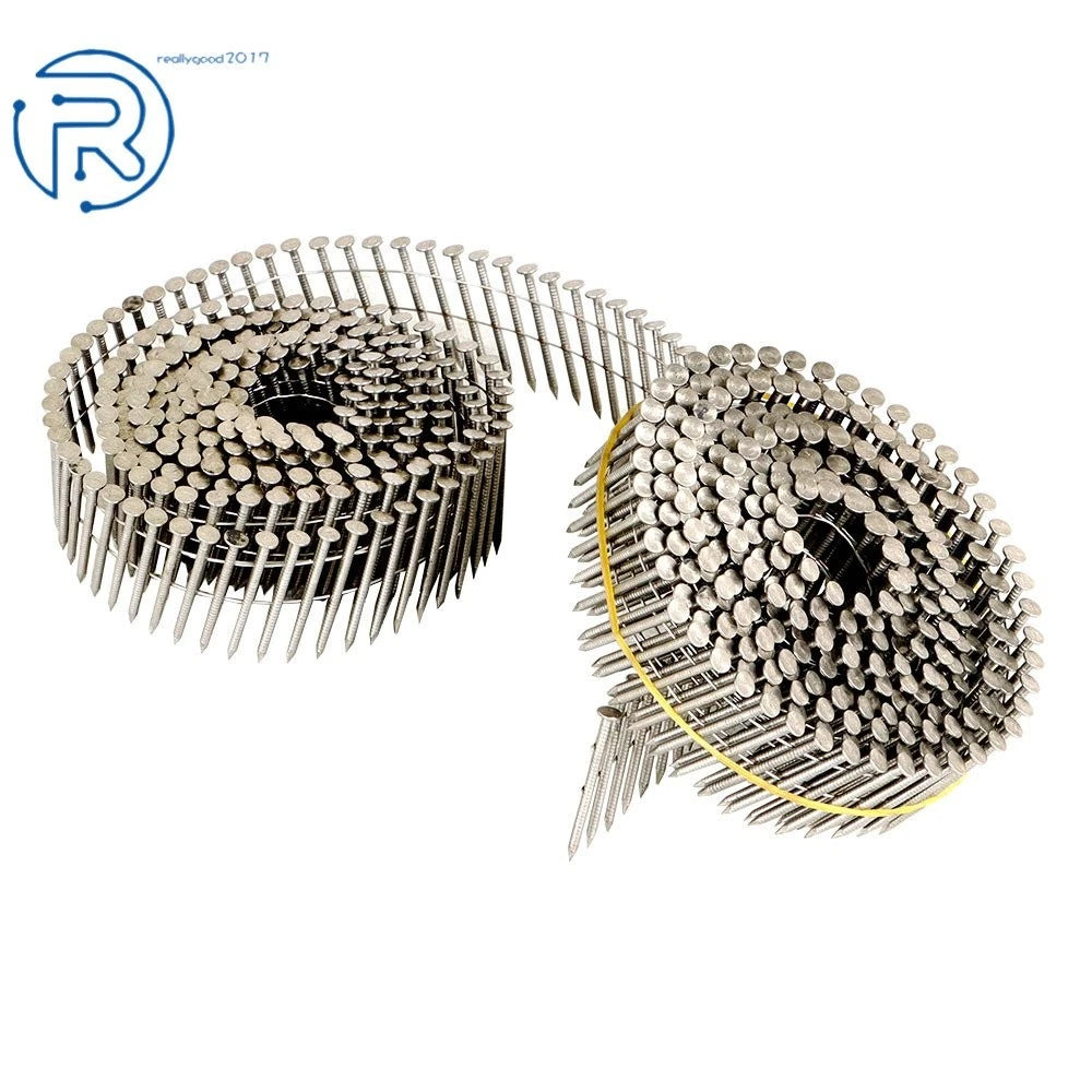 Set of 3600 Ring Shank Stainless Siding Nails 1-1/2" 15 Degree Coil