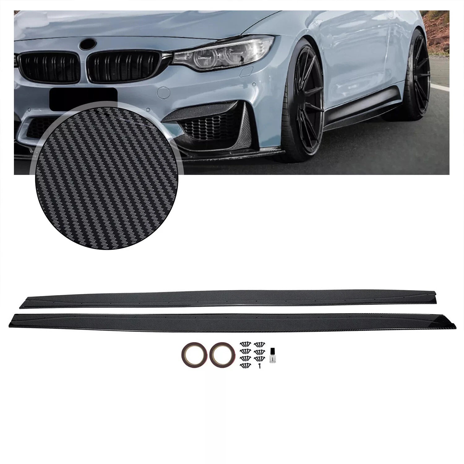 Carbon Fiber Side Skirts Panel Extension for BMW F82 F83 M4 (2015–2020)