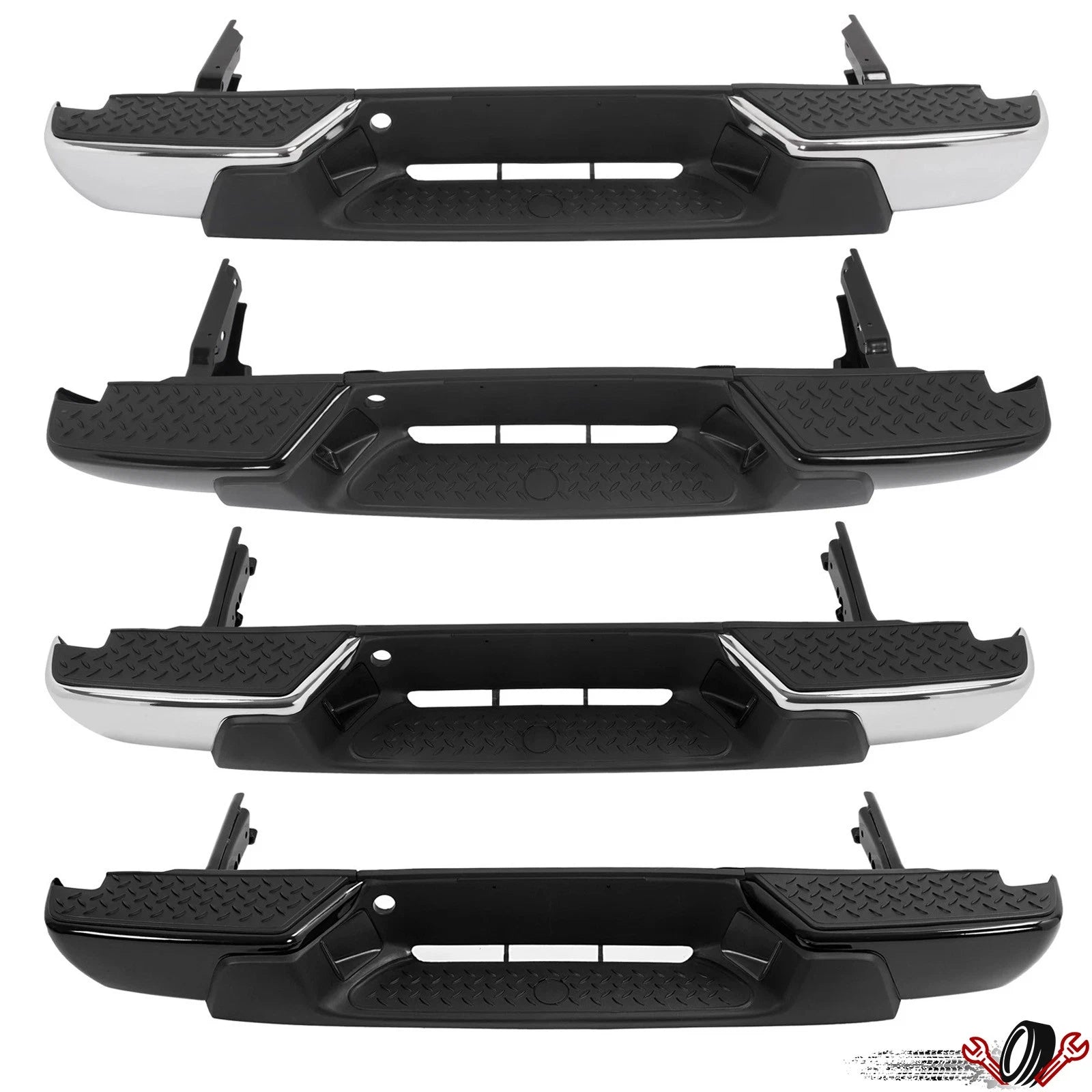 Rear Step Bumper Assembly for Chevy Colorado GMC Canyon (2004–2012) Chrome Black