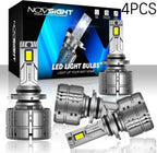 4X NOVSIGHT 9005/HB3 + 9006/HB4 LED Headlight Bulbs Combo (6500K)