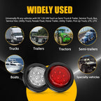 10pcs 2" Red White 9 LED Round Trailer Marker Light for Truck RV
