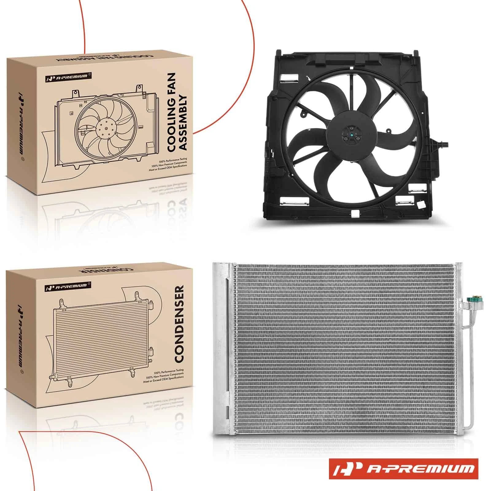 AC condenser and cooling fan assembly kit for BMW X6 (2008–2014)