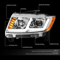 LED Tube Projector Headlight for Grand Cherokee (2011–2013) + Tool Box Chrome