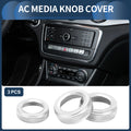 3X AC Media Knob Cover for Mercedes-Benz A B E GLK GLA CLA Class (Silver Tone)