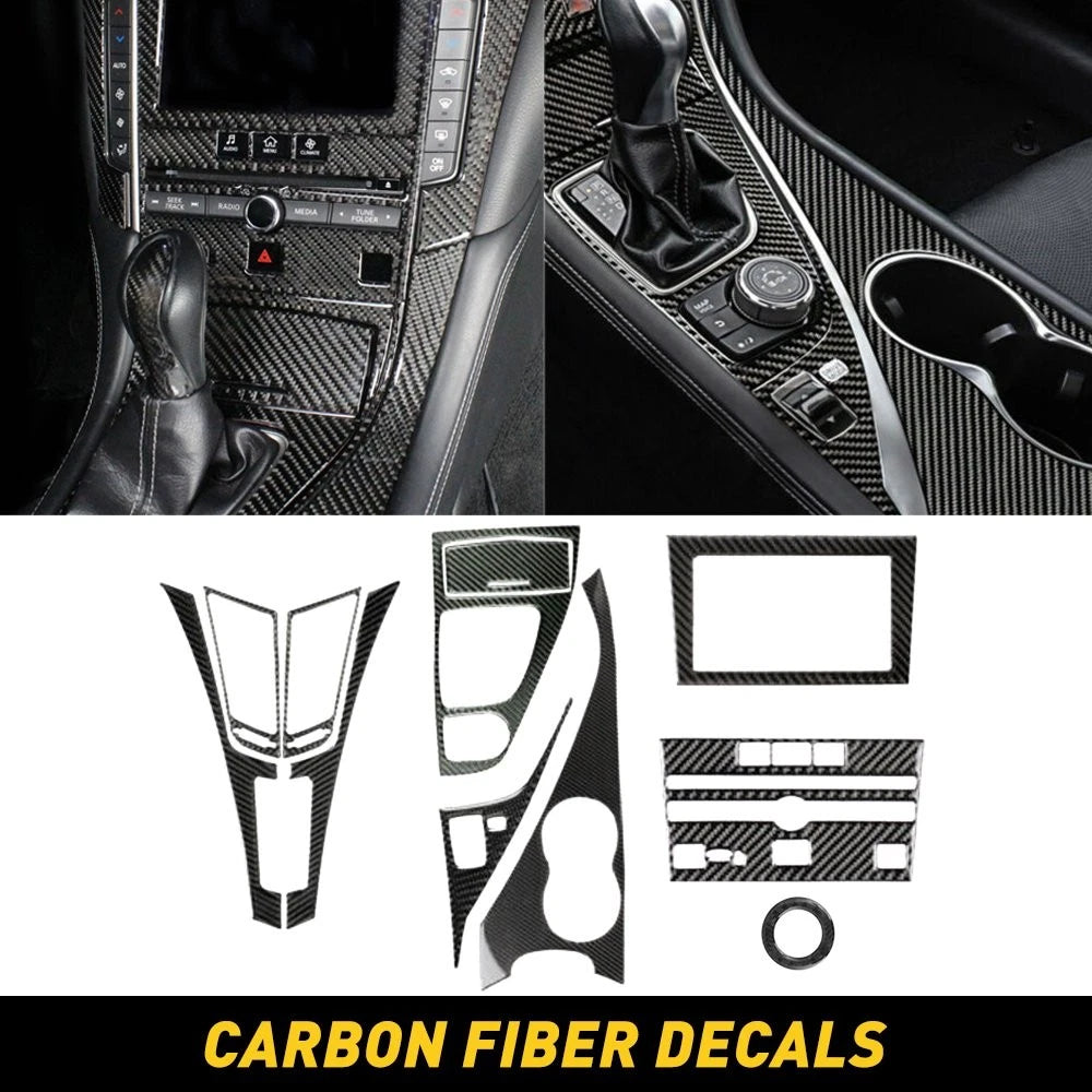 Carbon Fiber Full Interior Kit Set Cover Trim for Infiniti Q50 Q60 (2014–2019)