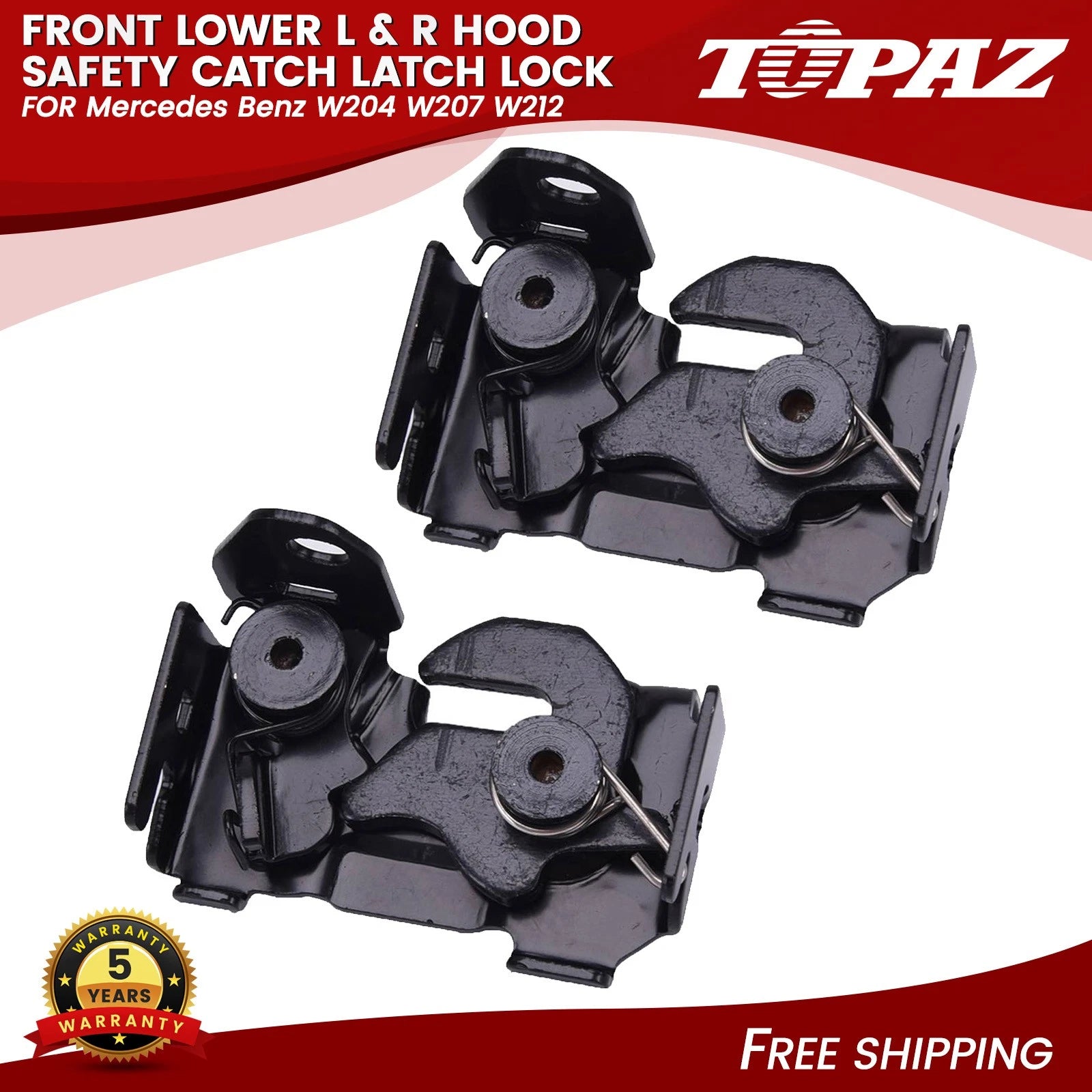 Set of 2 Front Lower Hood Safety Catch Latch Locks for Mercedes-Benz W204 W207 W212