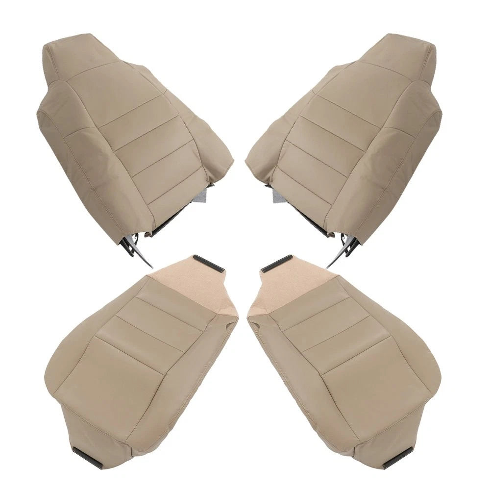 Set of 2 Front Bottom Top Seat Covers for Ford F250 F350 (2002–2007) Tan