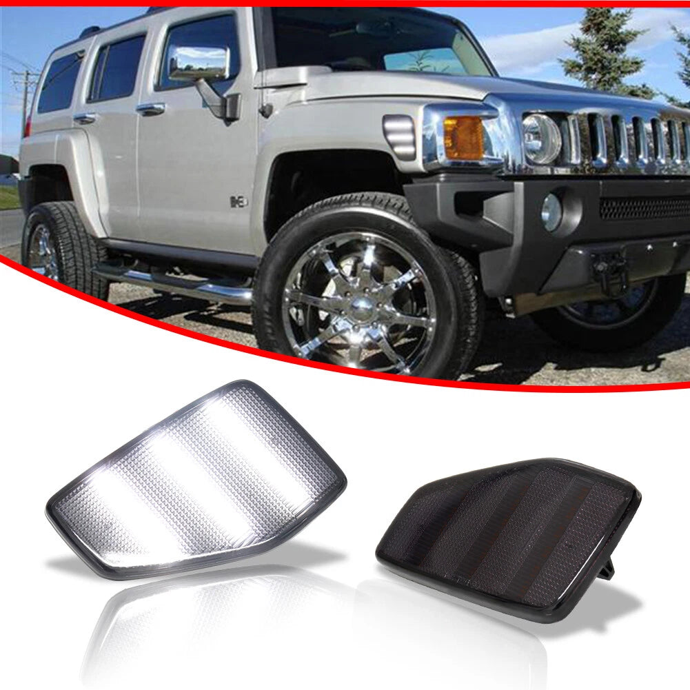 Set of 2 Smoked Full LED Front Side Marker Lights for Hummer H3/H3T (2005–2010)