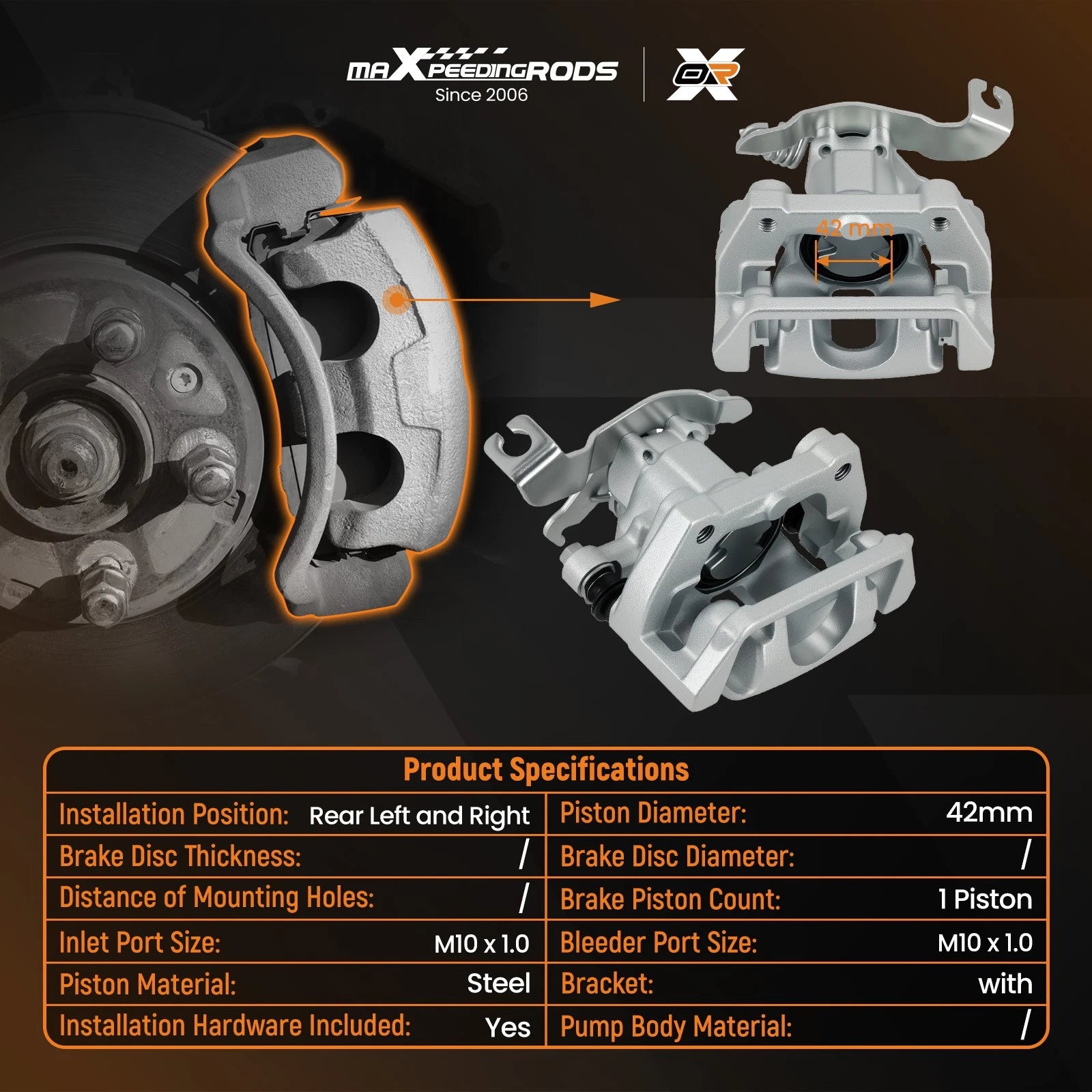 Set of 2 Rear Brake Calipers for Ford Five Hundred Freestyle (2005–2007)