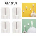 Set of 12 Curtain Hooks for Curtain Rods - Self-Adhesive, White